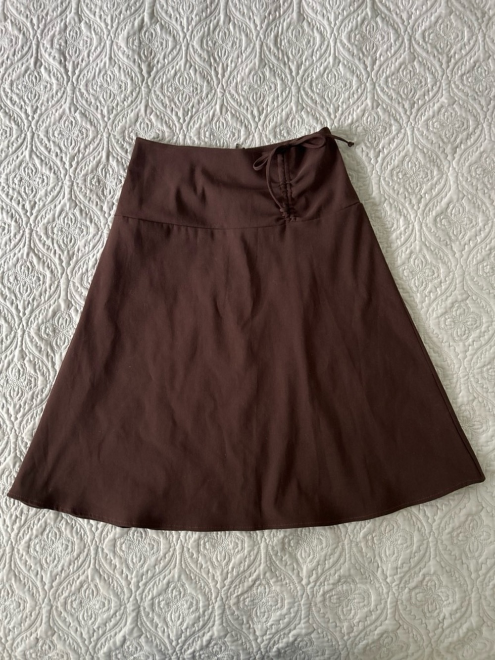 Vintage 2000s 90s Brown A-Line Tie-Waist Skirt